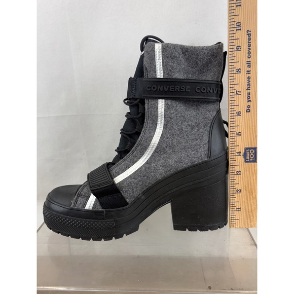 Converse Womens Size 8 Chunky Platform Lace Up Ankle Boots Grey Black - Picture 3 of 8